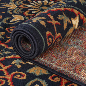 Fancy Geometric Medallion Floral Traditional Indoor Area Rug Midnight Blue