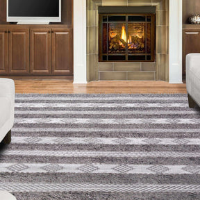 Farmhouse Wool Geometric Stripe Fringe Indoor Area or Runner Rug