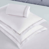 100% Cotton Two-Line Border Embroidered Duvet Cover Set