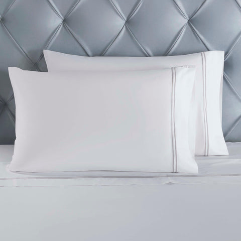 100% Cotton Bed Sheet Set Two-Line Embroidered Deep Pocket Fieldstone