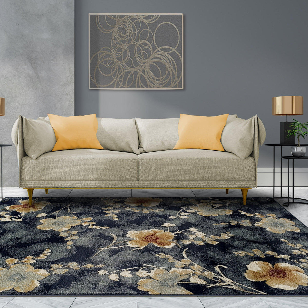 Fiore Modern Floral Indoor Area Rug Or Runner Rug