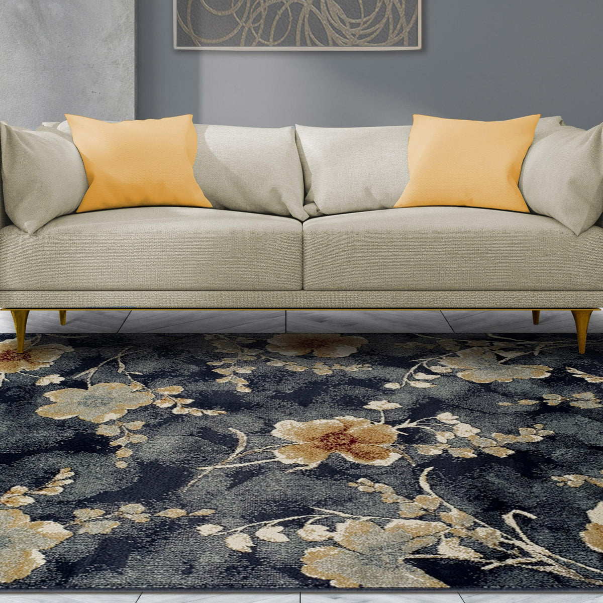 Fiore Modern Floral Indoor Area Rug Or Runner Rug