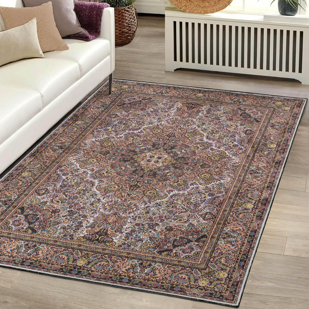 Flamingo Modern Medallion Washable Indoor Area Rug or Runner