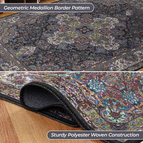 Flamingo Modern Medallion Washable Indoor Area Rug or Runner