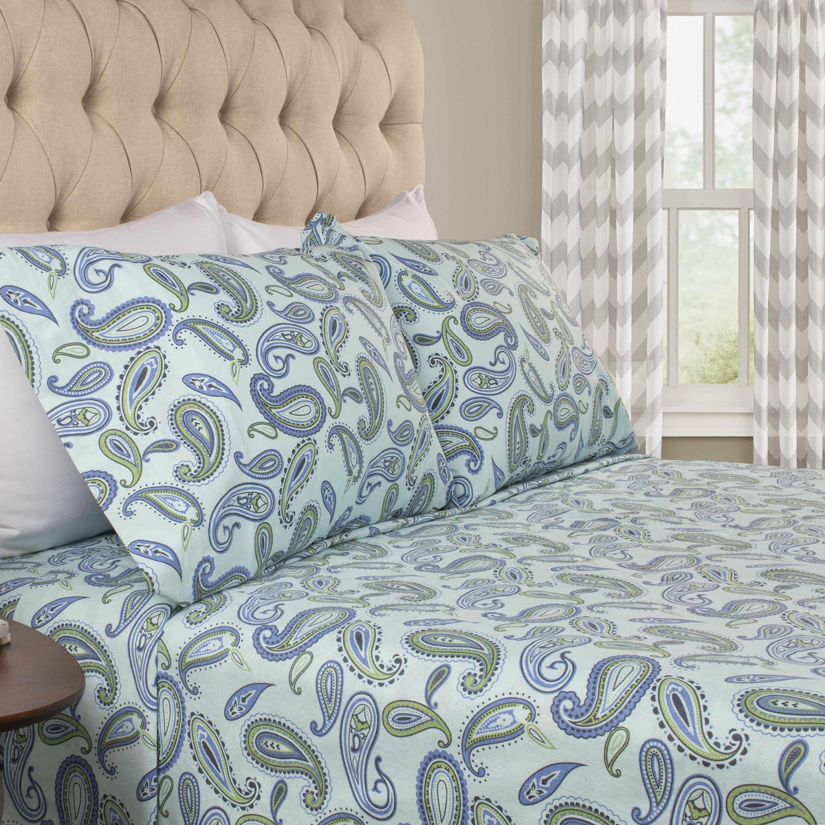 Flannel Brushed Cotton Floral Paisley Deep Pocket Bed Sheet Set