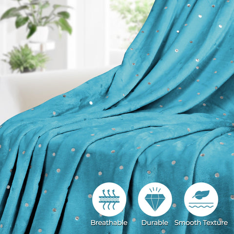Fleece Plush Medium Weight Fluffy Soft Decorative Polka Dot Blanket