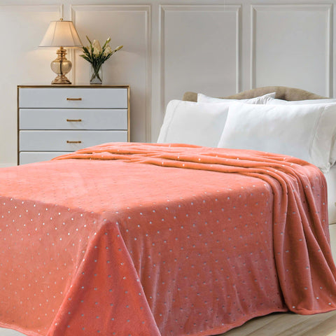 Fleece Plush Medium Weight Fluffy Soft Decorative Polka Dot Blanket