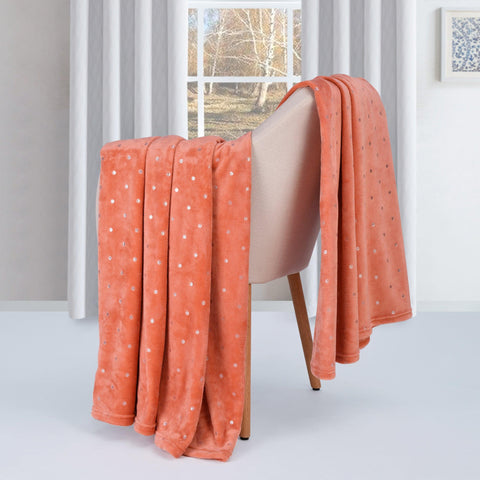 Fleece Plush Medium Weight Fluffy Soft Decorative Polka Dot Blanket