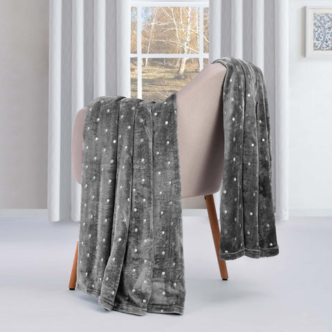Fleece Plush Medium Weight Fluffy Soft Decorative Polka Dot Blanket