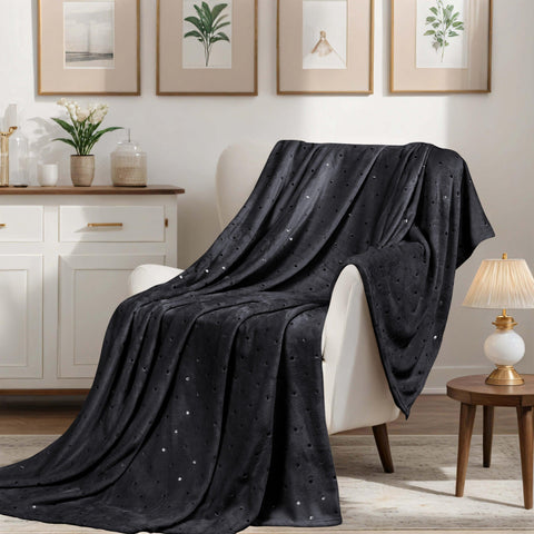 Fleece Plush Medium Weight Fluffy Soft Decorative Polka Dot Blanket