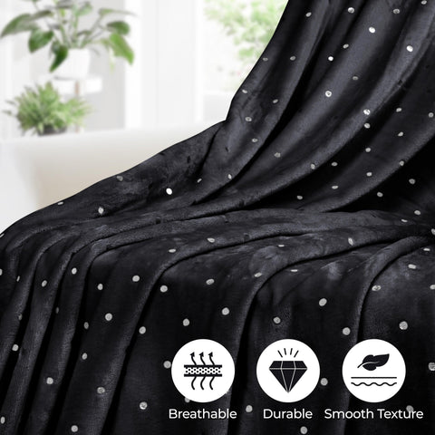 Fleece Plush Medium Weight Fluffy Soft Decorative Polka Dot Blanket