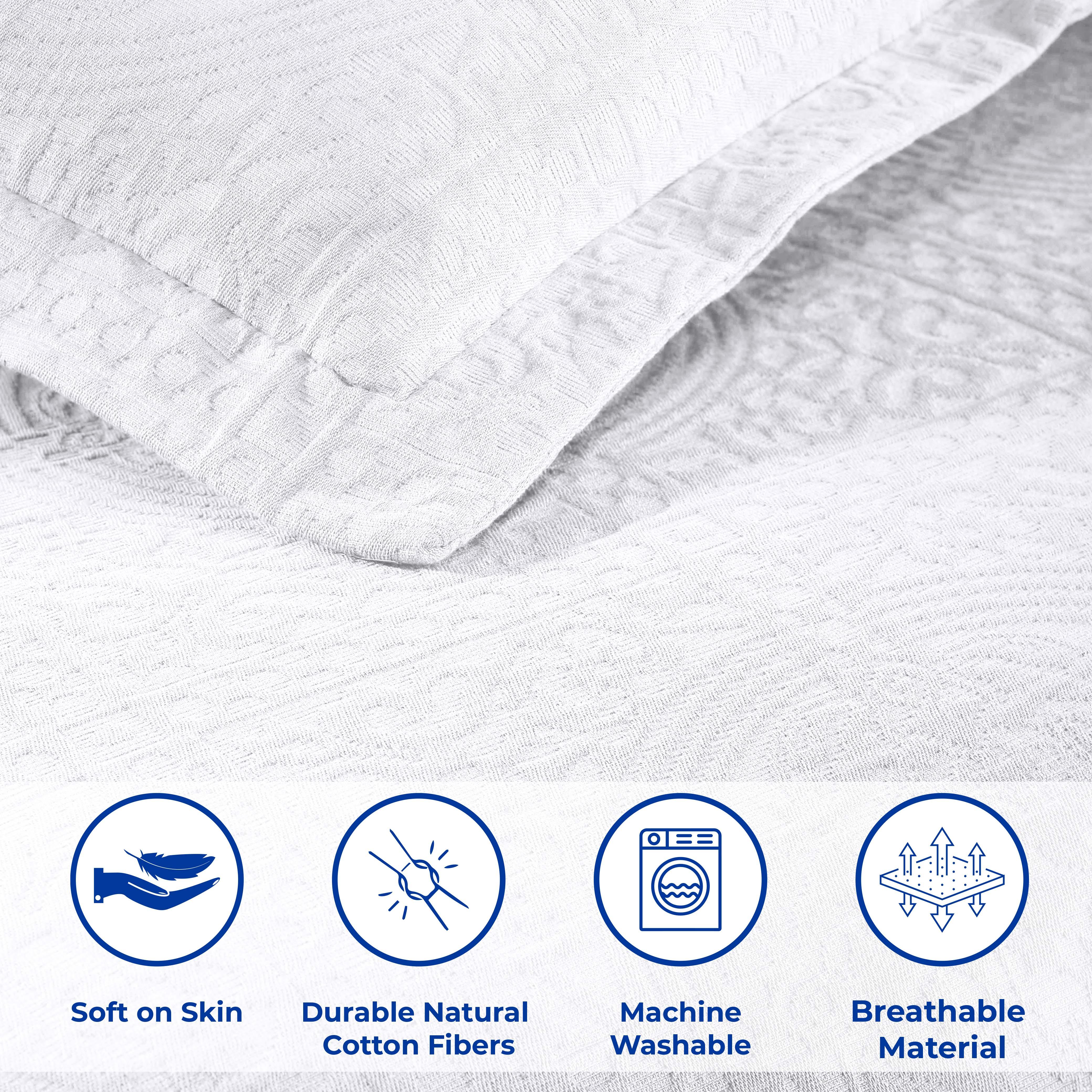 Fleur De Lis Jacquard Matelassé Cotton Medallion Bedspread Set