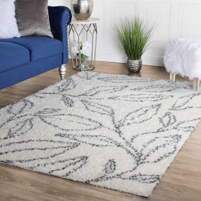 Flora Botanical  Plush Shag Rugs Transitional Floral Indoor Area Rug
