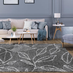 Flora Botanical  Plush Shag Rugs Transitional Floral Indoor Area Rug