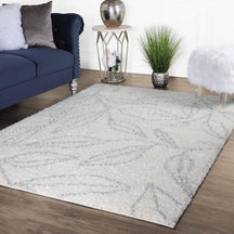 Flora Botanical  Plush Shag Rugs Transitional Floral Indoor Area Rug