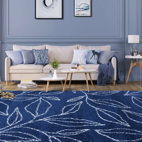 Flora Botanical  Plush Shag Rugs Transitional Floral Indoor Area Rug