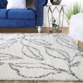Flora Botanical  Plush Shag Rugs Transitional Floral Indoor Area Rug