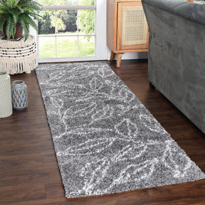 Flora Botanical  Plush Shag Rugs Transitional Floral Indoor Area Rug