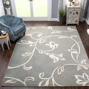 Floral Vines Scrolling Indoor Large Area Rugs or Runner Rug