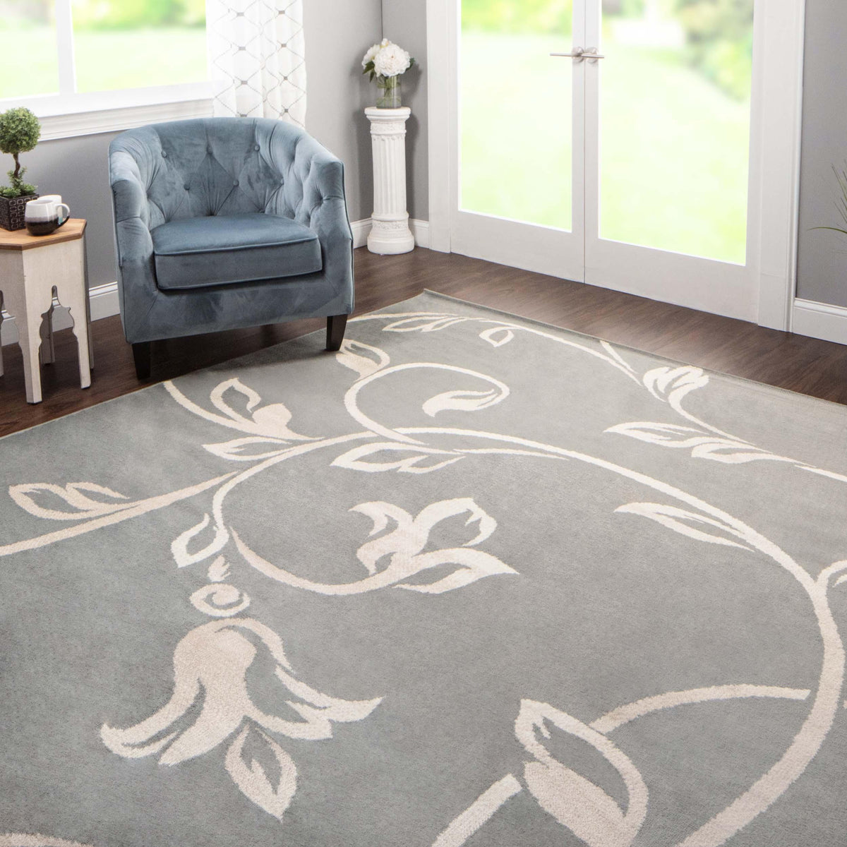 Floral Vines Scrolling Indoor Large Area Rugs or Runner Rug