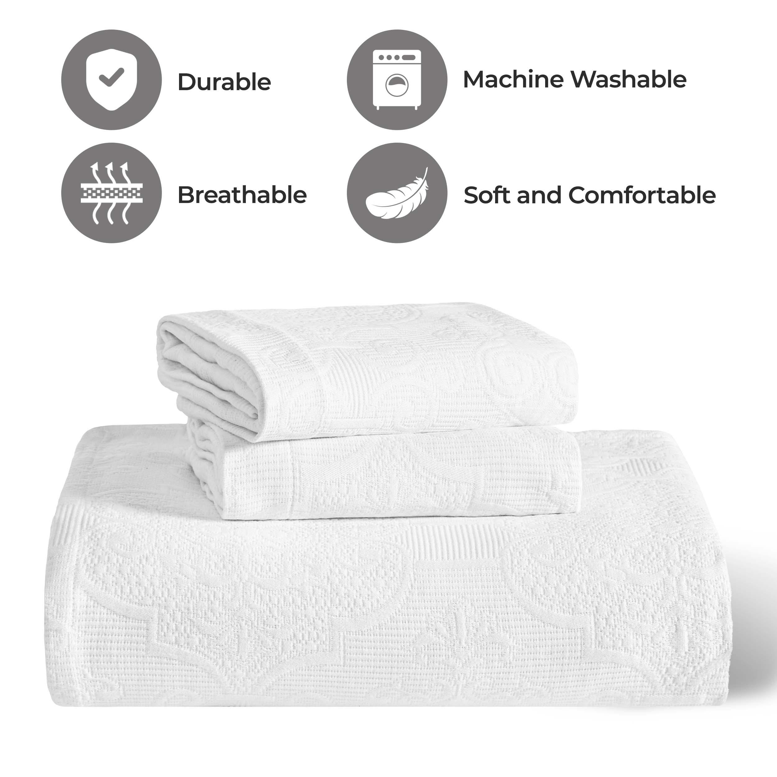 Florin Cotton Matelasse Weave Jacquard Scroll Medallion Bedspread Set