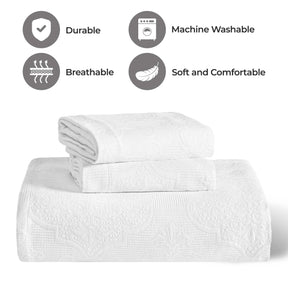Florin Cotton Matelasse Weave Jacquard Scroll Medallion Bedspread Set