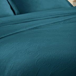 Florin Cotton Matelasse Weave Jacquard Scroll Medallion Bedspread Set