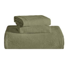 Florin Cotton Matelasse Weave Jacquard Scroll Medallion Bedspread Set