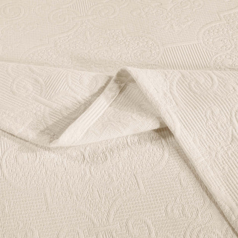 Florin Cotton Matelasse Weave Jacquard Scroll Medallion Bedspread Set