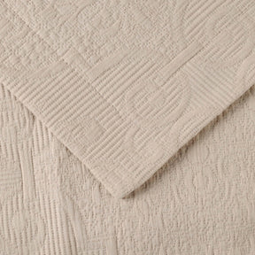Florin Cotton Matelasse Weave Jacquard Scroll Medallion Bedspread Set
