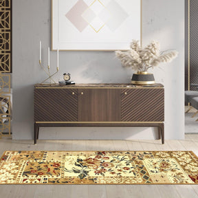 Flower Patchwork Floral Ornamental Rustic Indoor Area Rug
