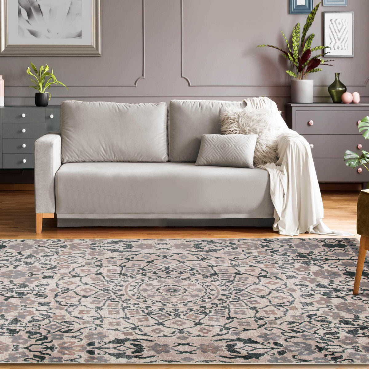 Galilee Vintage Bohemian Floral Mandala Indoor Area Rug Or Runner Rug