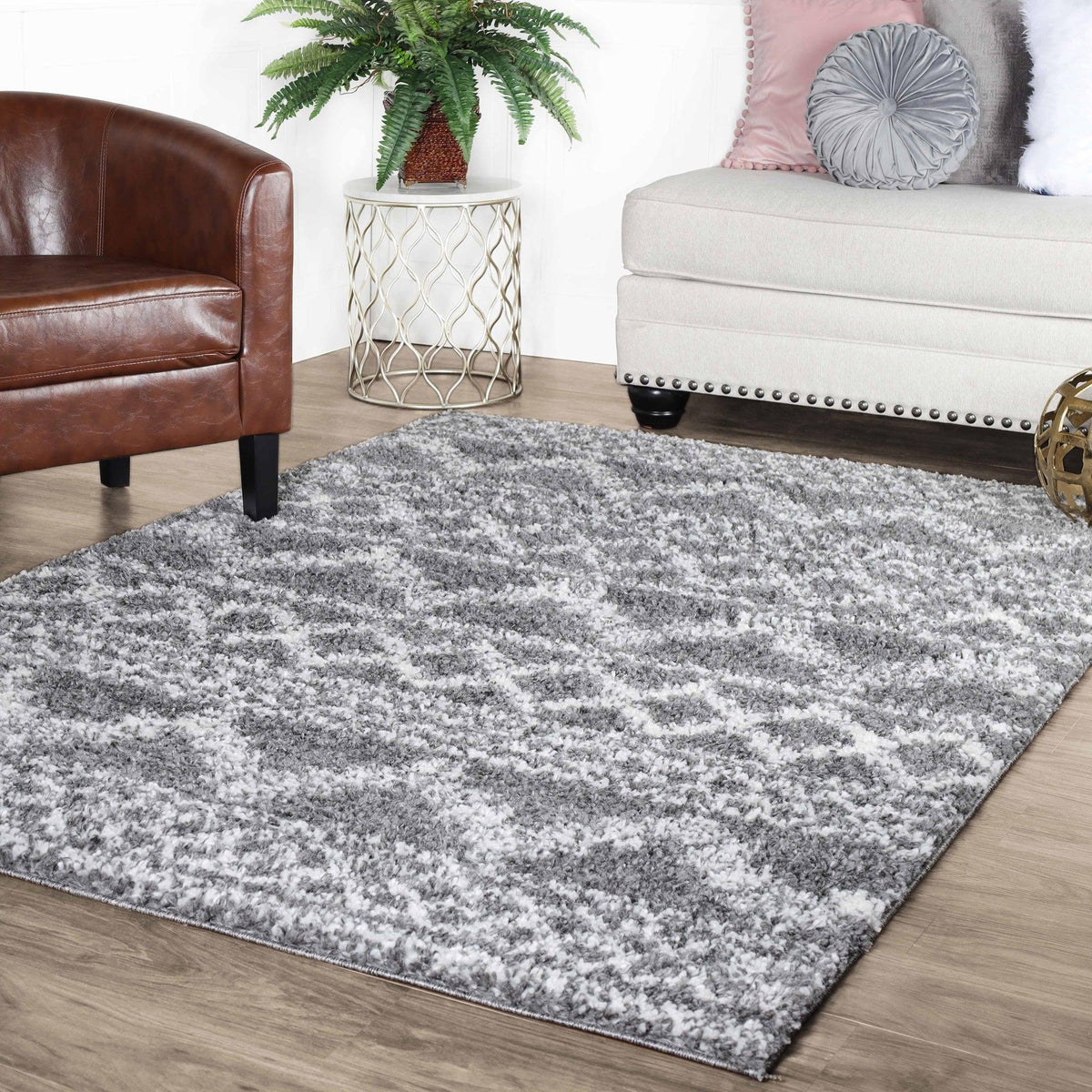 Geometric Bohemian Indoor Plush Shag Area Rug