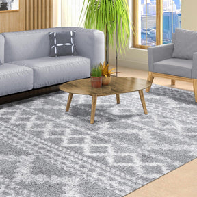 Geometric Bohemian Indoor Plush Shag Area Rug