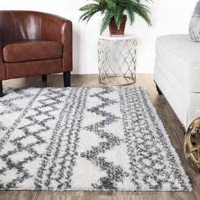 Geometric Bohemian Indoor Plush Shag Area Rug