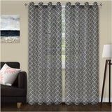 Geometric Trellis Lattice Sheer Grommet Curtain Panel Set