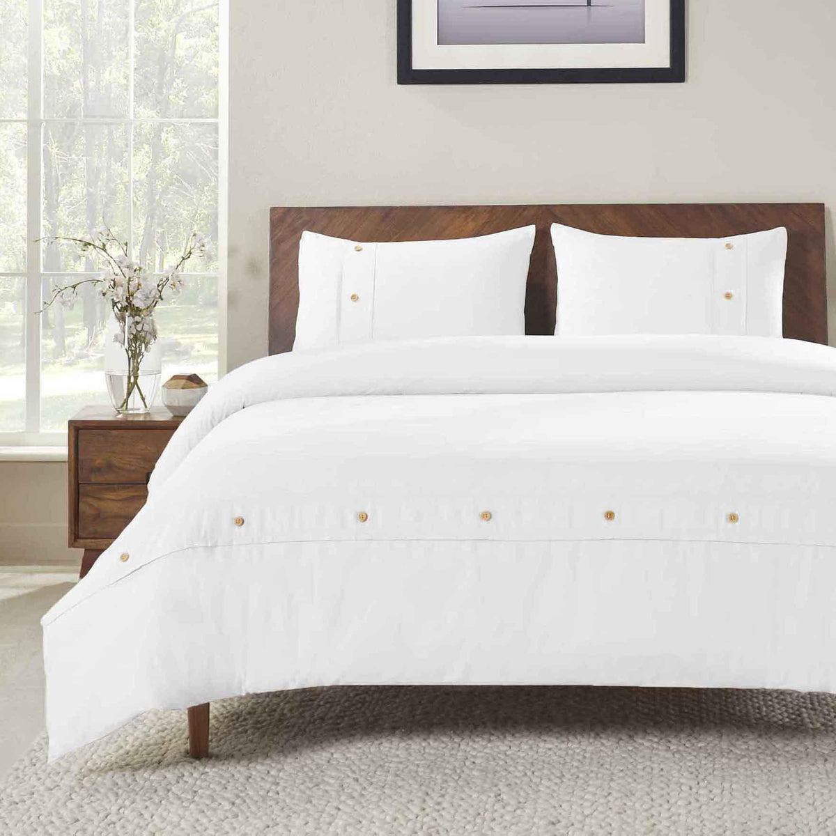 Gina Organic Cotton 300 Thread Count Percale 3 Piece Duvet Cover Set