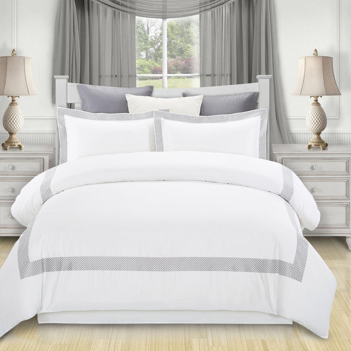 Glenmont Embroidered Duvet Cover Set White