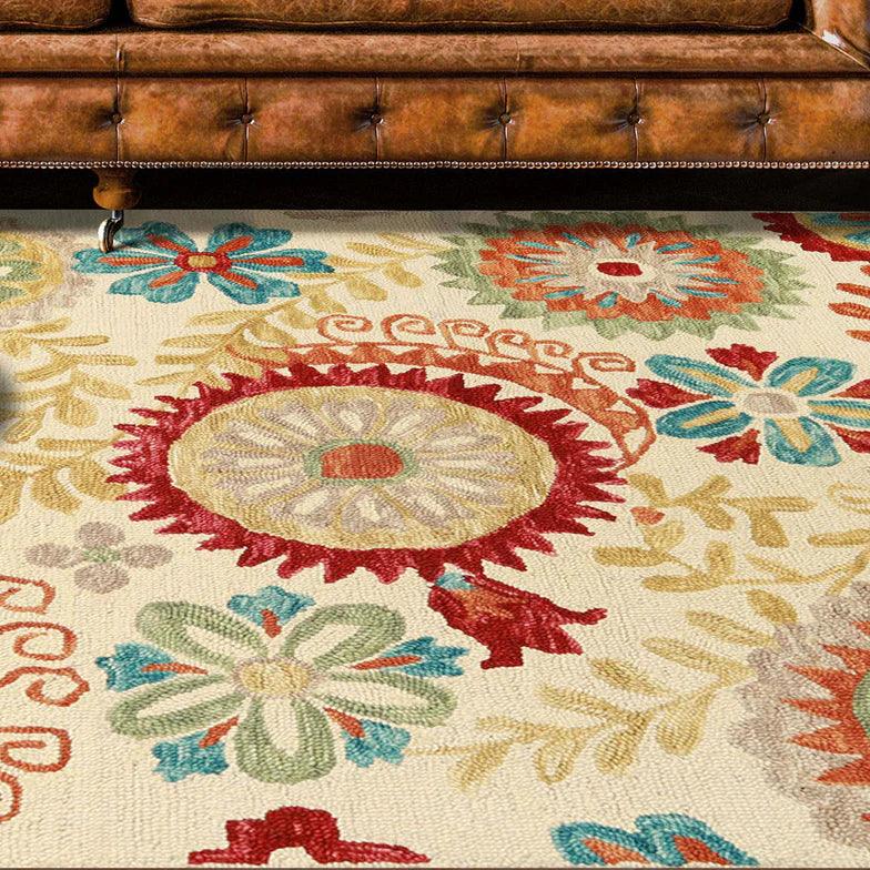Handmade Floral Medallion Hand-Tufted Indoor Area Rug Or Runner