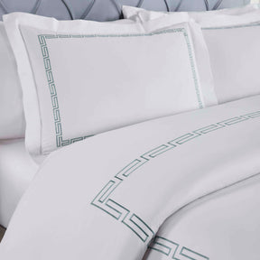 Harrison Cotton Greek Key Embroidered 3 Piece Duvet Cover Set