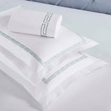 100% Cotton Greek Key Embroidered Duvet Cover Set