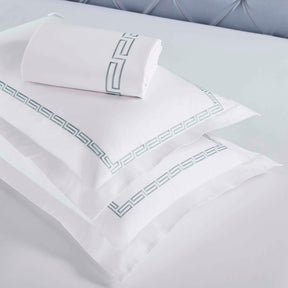 Harrison Cotton Greek Key Embroidered 3 Piece Duvet Cover Set