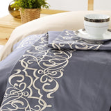 Harrison Embroidered Filigree Cotton Duvet Cover Set Gray