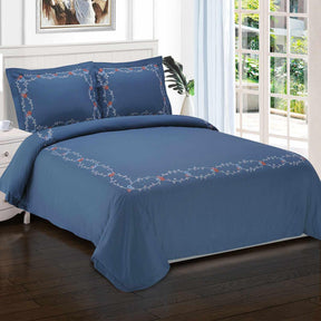 Helena Embroidered Floral Cotton Duvet Cover Set