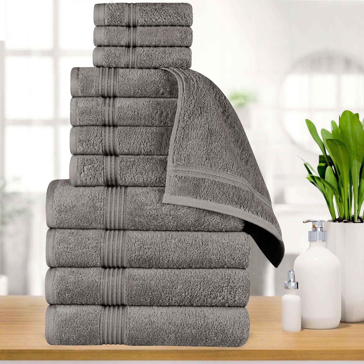 Heritage Egyptian Cotton Plush Absorbent Luxury 12 Piece Towel Set