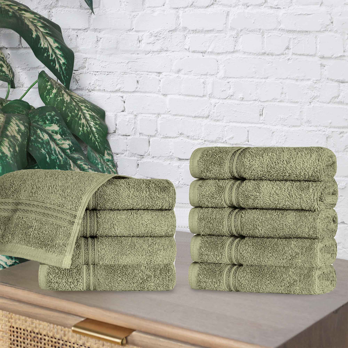 Heritage Egyptian Cotton Plush Absorbent Face Towel Washcloth Set of 10