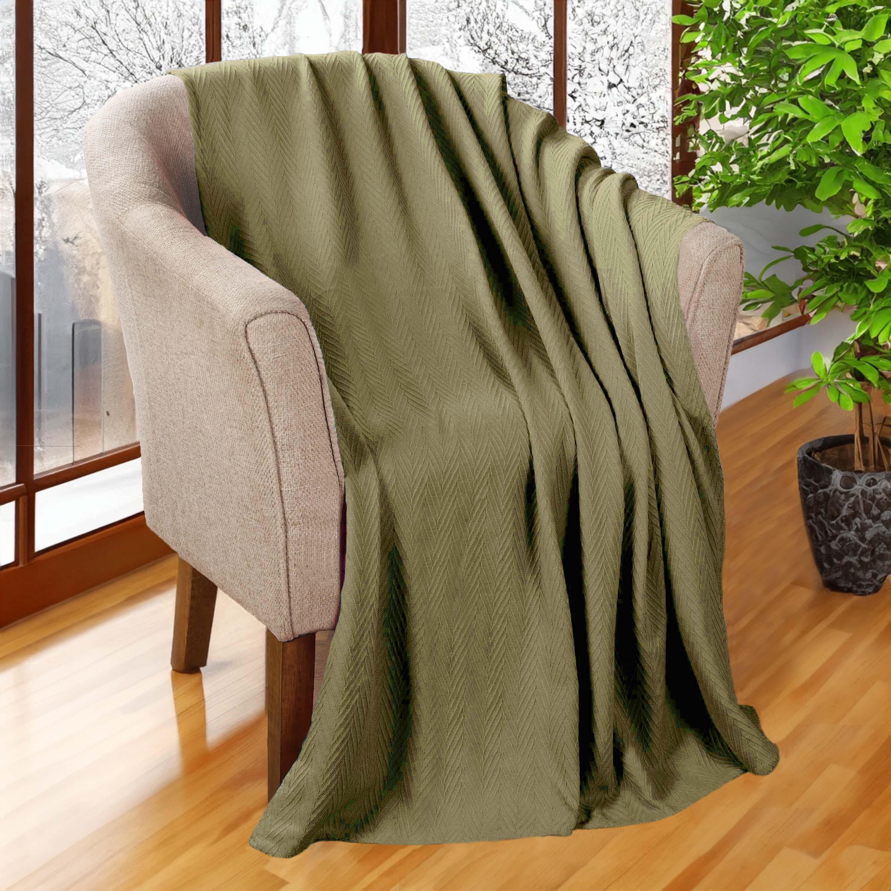 Metro Chevron Zig-Zag Modern All-Season Cotton Blanket