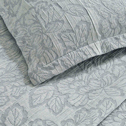 Cotton Bedspread Sets 3-Piece Hibiscus Floral Jacquard Matelassé