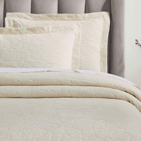 Cotton Bedspread Sets 3-Piece Hibiscus Floral Jacquard Matelassé