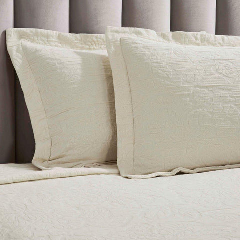 Cotton Bedspread Sets 3-Piece Hibiscus Floral Jacquard Matelassé